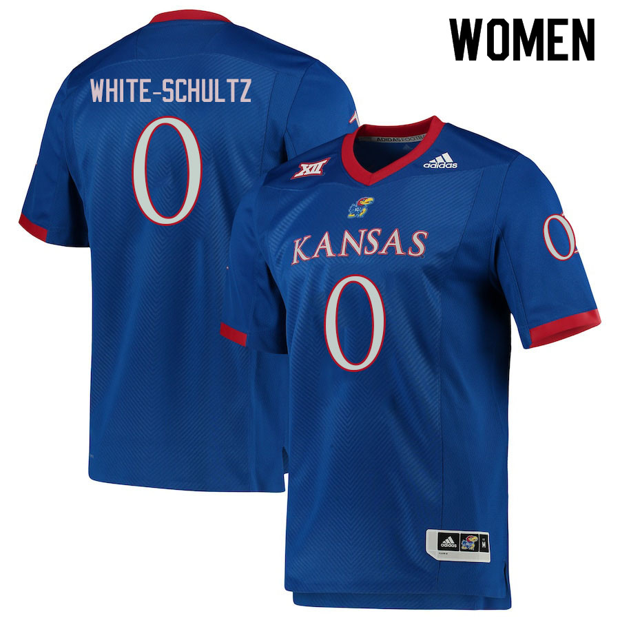 Women #0 Edwin White-Schultz Kansas Jayhawks College Football Jerseys Sale-Royal - Click Image to Close